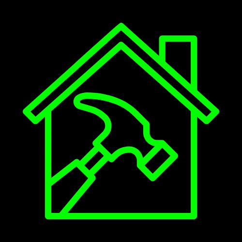Ductless Mini-split icon1 house icon with hammer inside it