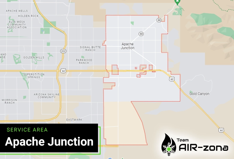 AC services in Apache Junction service area map