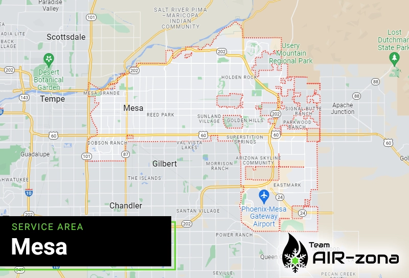 AC services in Mesa, AZ coverage map