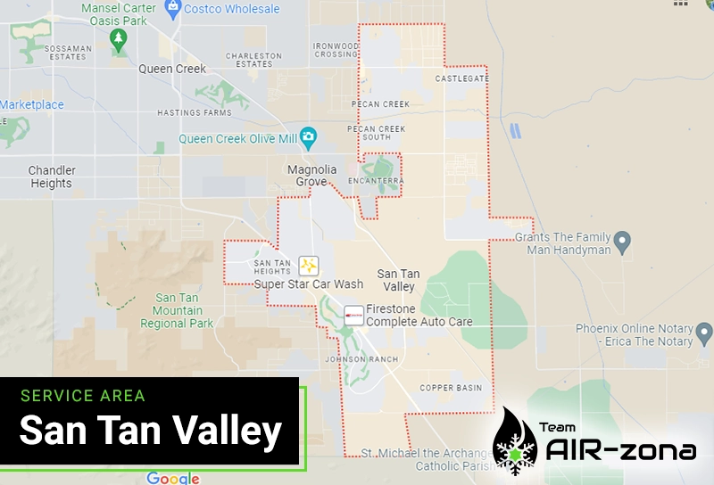 AC services in San Tan Valley service area map