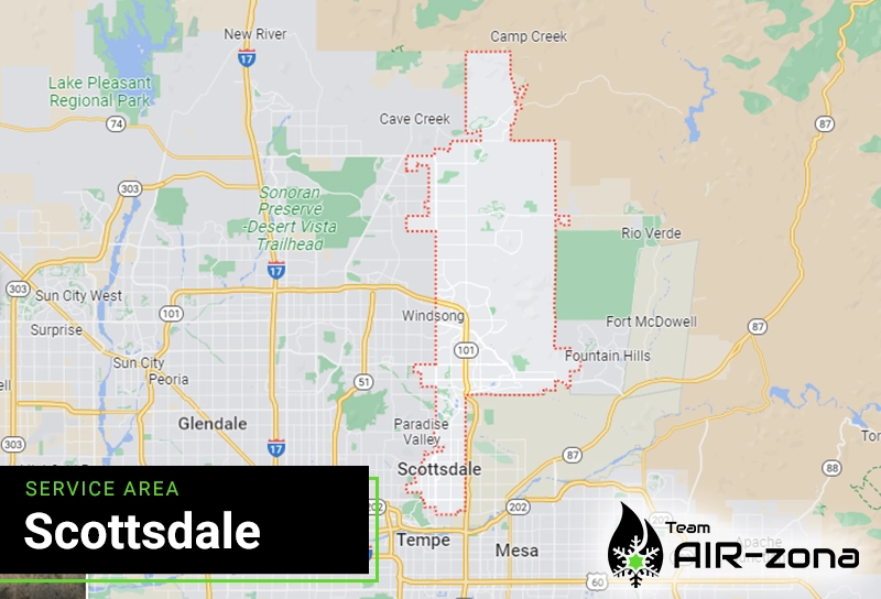 AC services in Scottsdale, AZ service area map