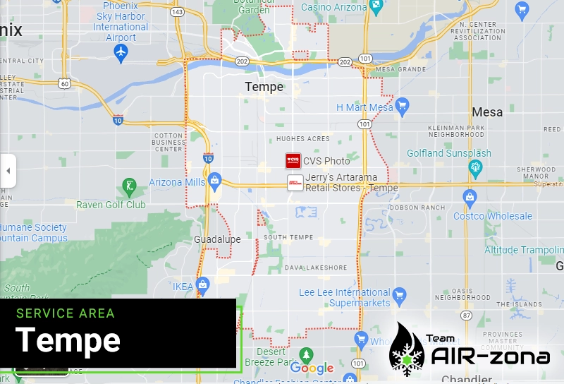 AC services in Tempe, AZ service area map