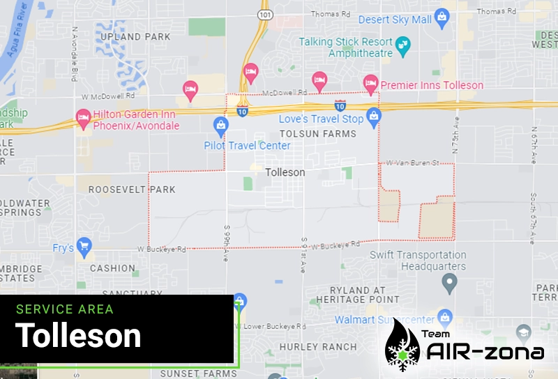 AC services in Tolleson, AZ service area map