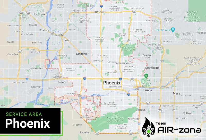 AC services in Phoenix service area map
